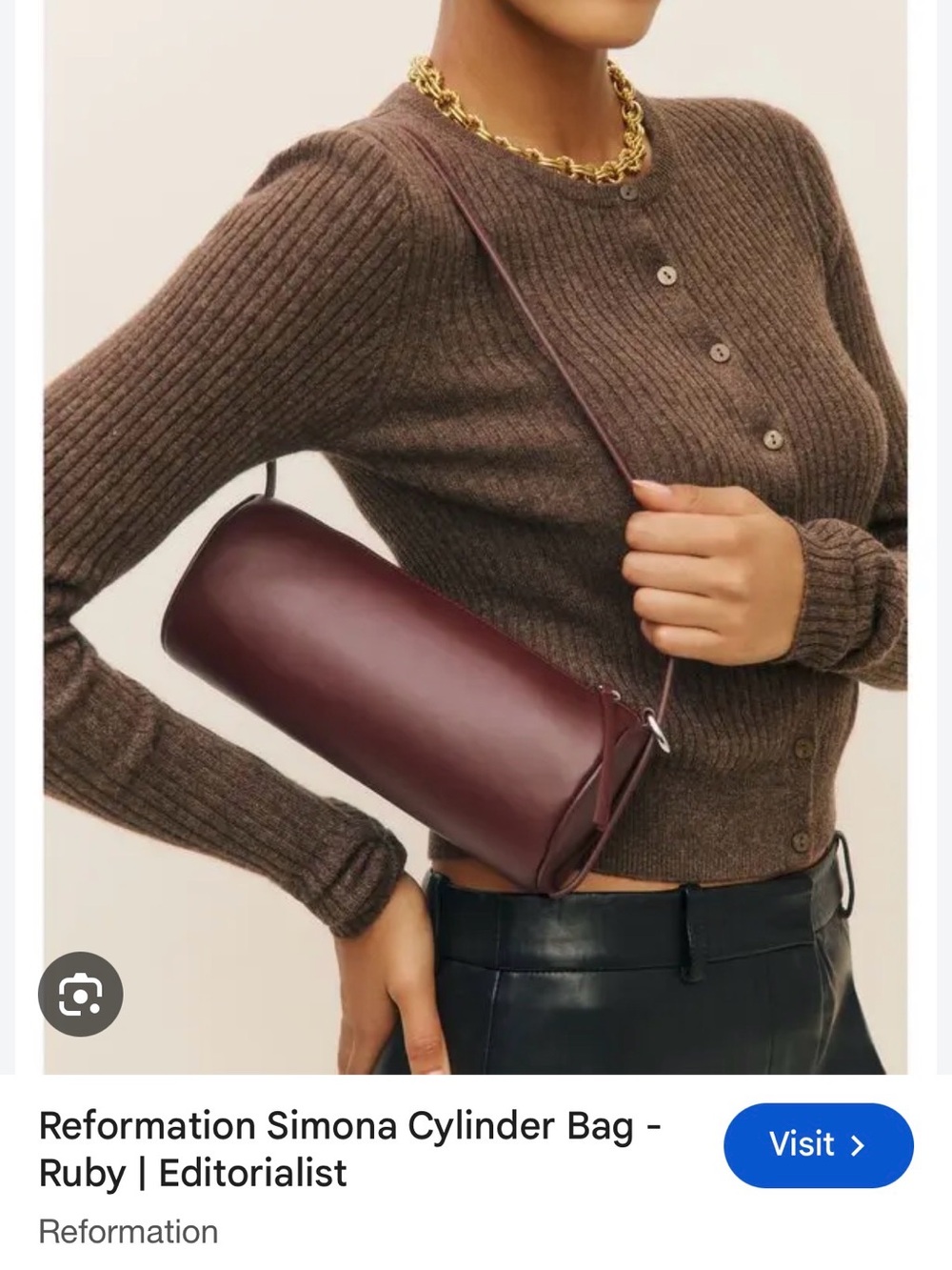 Reformation Simona Cylinder Bag - Bordeaux